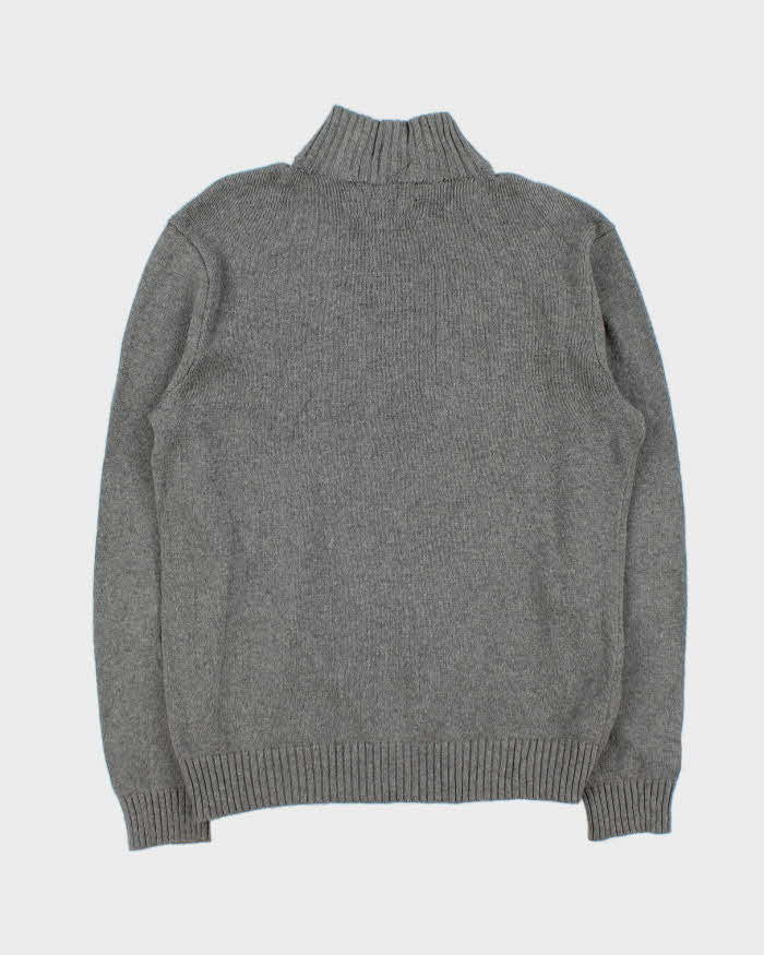 Vintage 00s Polo Ralph Lauren Grey Quarter-Zip Knit Jumper - M