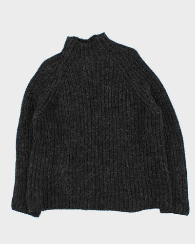 Vintage 1990s Lauren Ralph Chunky Ribbed Wool Alpaca Blend Knit High-Neck Jumper - M