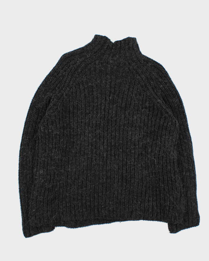 Vintage 1990s Lauren Ralph Chunky Ribbed Wool Alpaca Blend Knit High-Neck Jumper - M