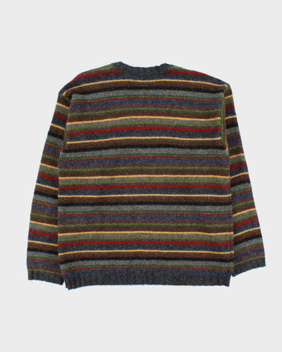 Vintage 00s J.Crew Pure Wool Striped Crewneck Knit Jumper - S