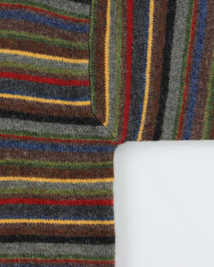 Vintage 00s J.Crew Pure Wool Striped Crewneck Knit Jumper - S