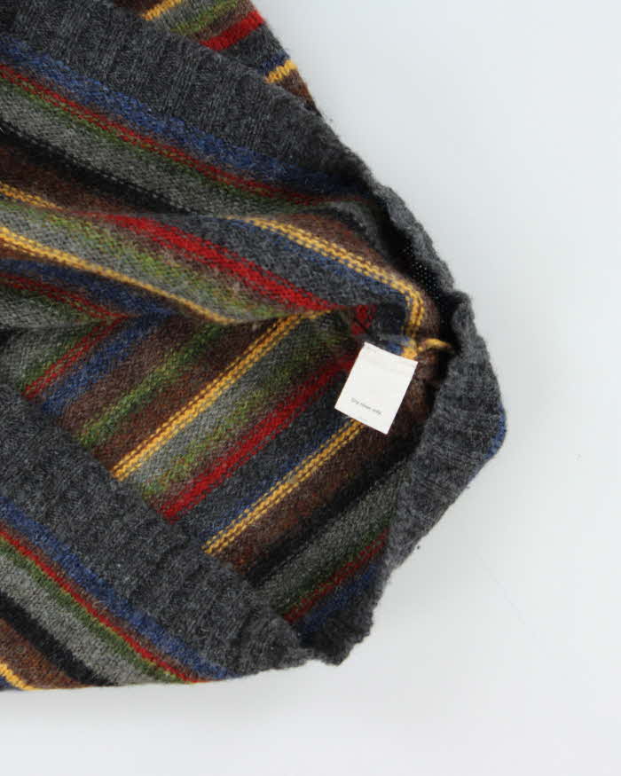 Vintage 00s J.Crew Pure Wool Striped Crewneck Knit Jumper - S