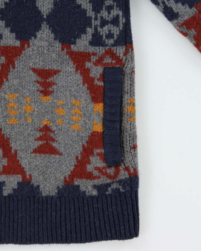 Vintage Pendleton Chunky Pure Shetland Wool Aztec Shawl Neck Cardigan - XL