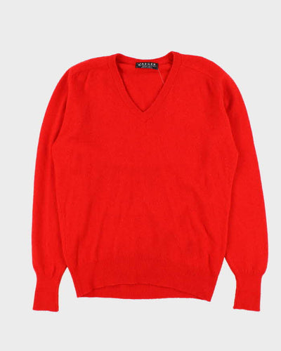 Vintage 1980s Jaeger Pure Lambswool V-Neck Knit Jumper - XL