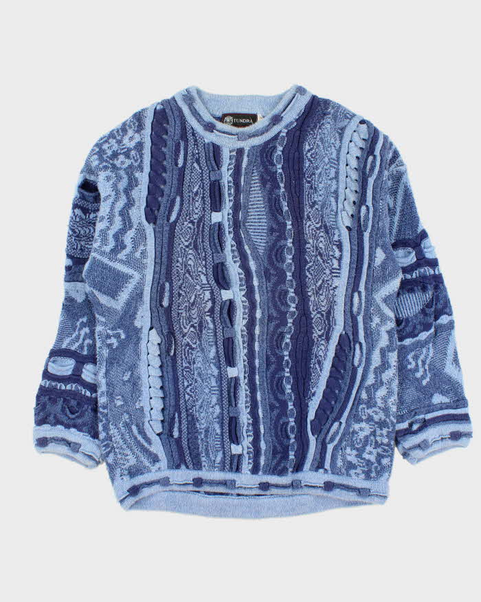 Vintage 1990s Tundra Cotton 3D Knit Textured Oversized Crewneck Sweater - M