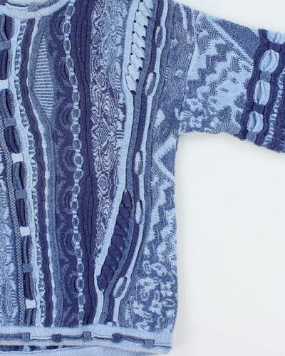 Vintage 1990s Tundra Cotton 3D Knit Textured Oversized Crewneck Sweater - M