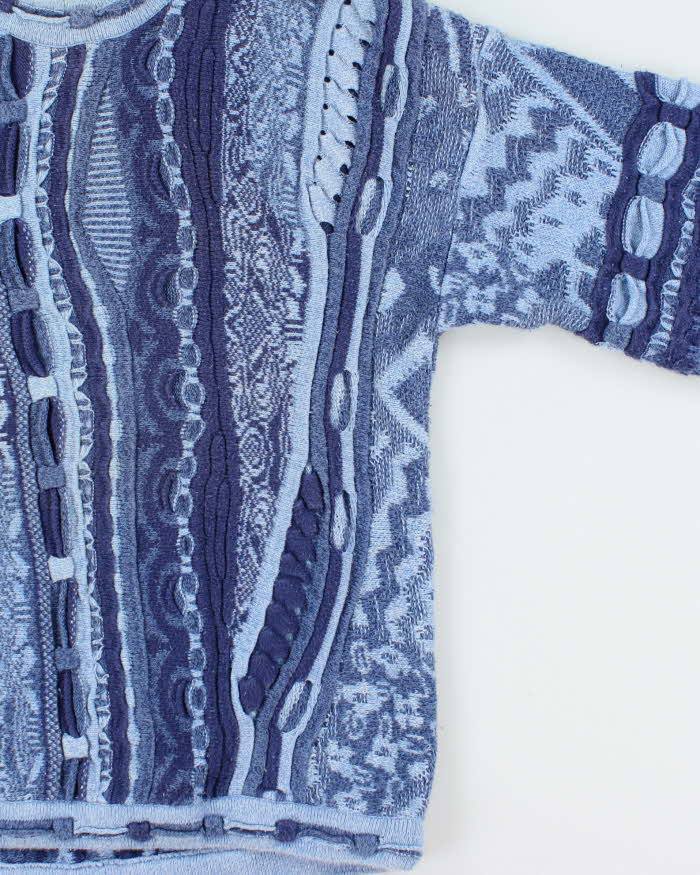 Vintage 1990s Tundra Cotton 3D Knit Textured Oversized Crewneck Sweater - M