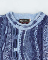 Vintage 1990s Tundra Cotton 3D Knit Textured Oversized Crewneck Sweater - M