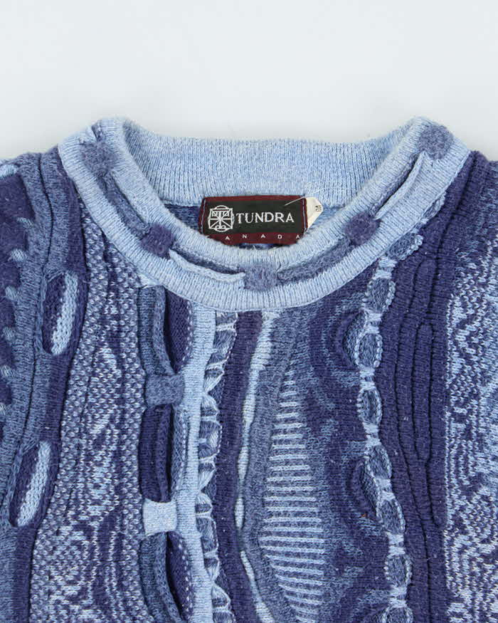 Vintage 1990s Tundra Cotton 3D Knit Textured Oversized Crewneck Sweater - M