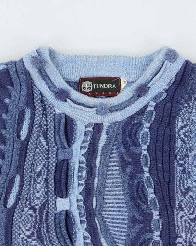 Vintage 1990s Tundra Cotton 3D Knit Textured Oversized Crewneck Sweater - M