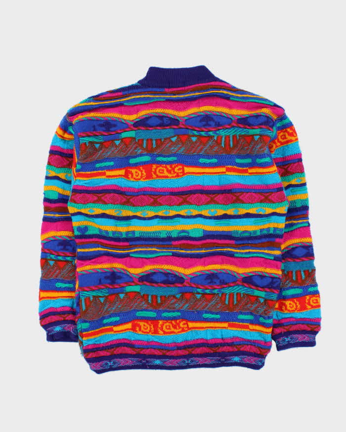 Vintage 1990s Modigilani Multicoloured 3D Textured Pure Wool Knit Sweater - M