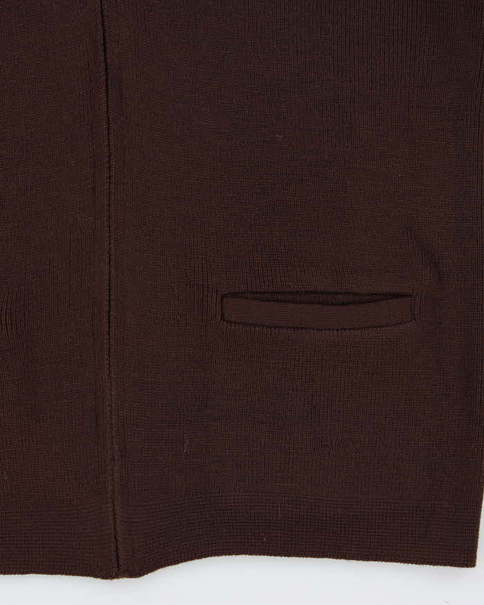 Vintage 1970s White Ram Wool Zip-Up Funnel Neck Cardigan - M