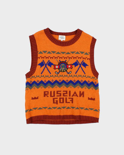 Vintage 1990s JC De Castelbajac Sport Russian Golf Knit Sweater Vest - L