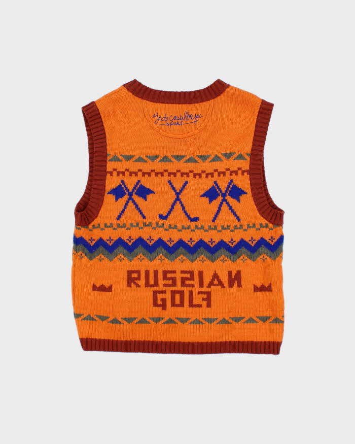 Vintage 1990s JC De Castelbajac Sport Russian Golf Knit Sweater Vest - L