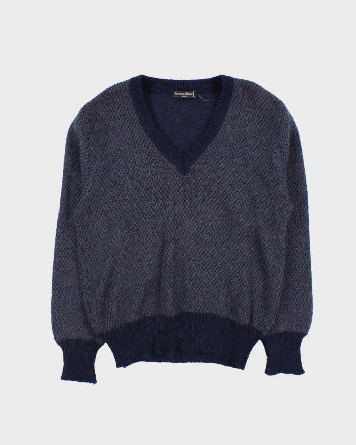 Vintage 1980s Stefano Ricci Mohair Blend V-Neck Sweater - M