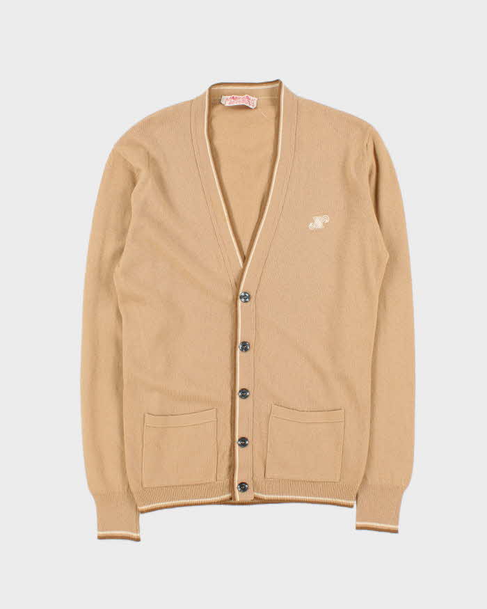 Vintage 1970s Jaeger Lambswool Logo Cardigan - M