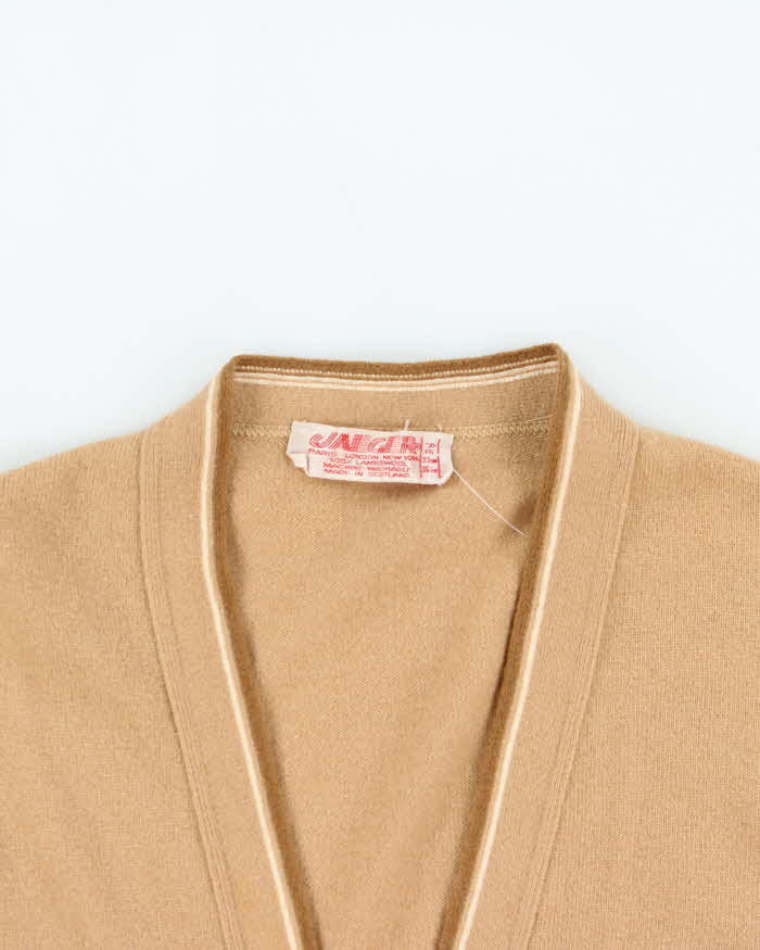 Vintage 1970s Jaeger Lambswool Logo Cardigan - M
