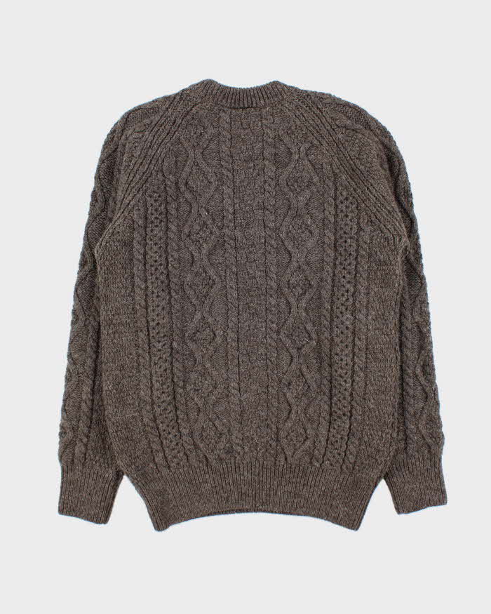 Vintage 1990s Black Sheep GB Pure Oiled Wool Chunky Cable Knit Sweater - L