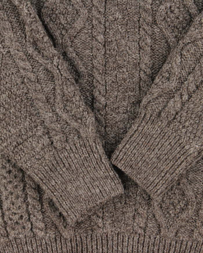 Vintage 1990s Black Sheep GB Pure Oiled Wool Chunky Cable Knit Sweater - L