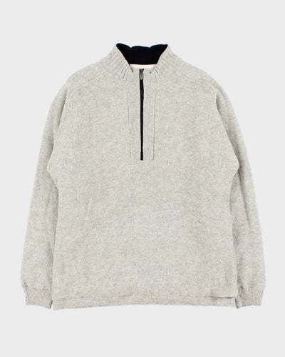 Vintage Y2K 00s Adidas Pure Wool Quarter-Zip Knit Pullover - L