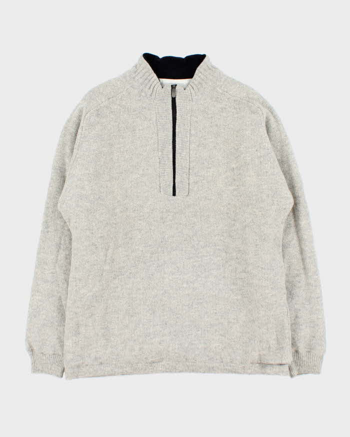 Vintage Y2K 00s Adidas Pure Wool Quarter-Zip Knit Pullover - L