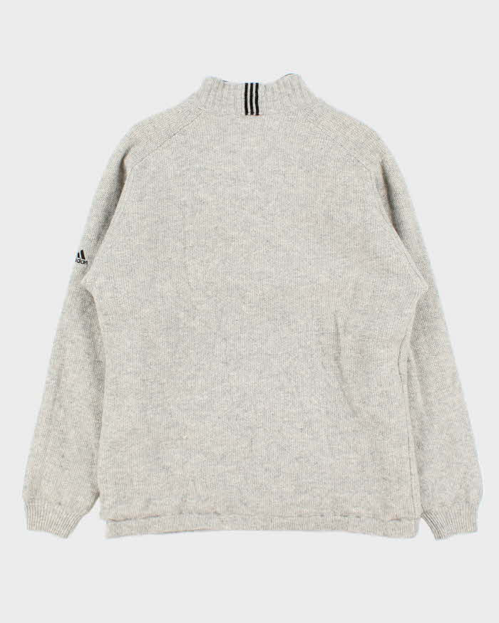 Vintage Y2K 00s Adidas Pure Wool Quarter-Zip Knit Pullover - L