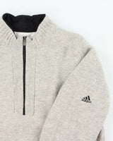Vintage Y2K 00s Adidas Pure Wool Quarter-Zip Knit Pullover - L
