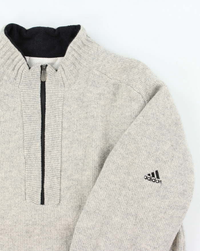 Vintage Y2K 00s Adidas Pure Wool Quarter-Zip Knit Pullover - L
