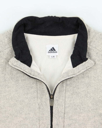 Vintage Y2K 00s Adidas Pure Wool Quarter-Zip Knit Pullover - L