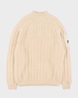 Vintage 00s Helly Hansen Chunky Ribbed Wool Oversized Quarter-Zip Knit Sweater - M