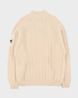 Vintage 00s Helly Hansen Chunky Ribbed Wool Oversized Quarter-Zip Knit Sweater - M