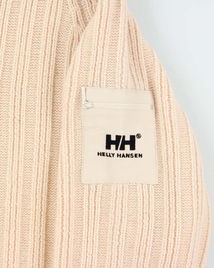 Vintage 00s Helly Hansen Chunky Ribbed Wool Oversized Quarter-Zip Knit Sweater - M