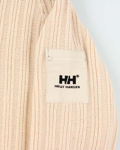 Vintage 00s Helly Hansen Chunky Ribbed Wool Oversized Quarter-Zip Knit Sweater - M