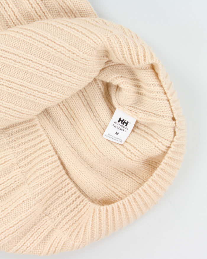 Vintage 00s Helly Hansen Chunky Ribbed Wool Oversized Quarter-Zip Knit Sweater - M
