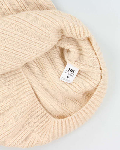 Vintage 00s Helly Hansen Chunky Ribbed Wool Oversized Quarter-Zip Knit Sweater - M
