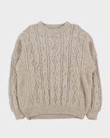 Vintage 1990s Pure Wool Chunky Oversized Cable Knit Sweater - L