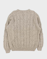 Vintage 1990s Pure Wool Chunky Oversized Cable Knit Sweater - L