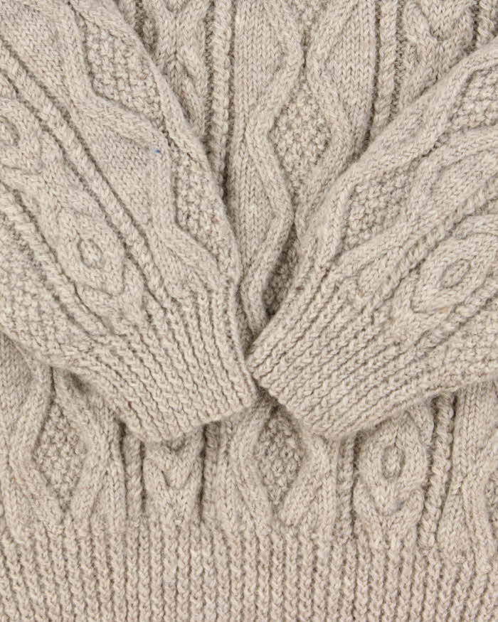 Vintage 1990s Pure Wool Chunky Oversized Cable Knit Sweater - L