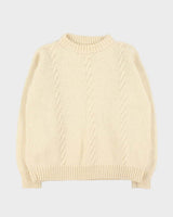 Vintage 1990s Cream Pure Wool Chunky Oversized Cable Knit Sweater - XXL