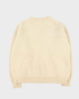 Vintage 1990s Cream Pure Wool Chunky Oversized Cable Knit Sweater - XXL