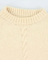 Vintage 1990s Cream Pure Wool Chunky Oversized Cable Knit Sweater - XXL
