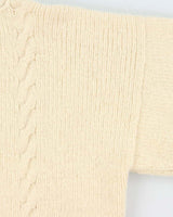 Vintage 1990s Cream Pure Wool Chunky Oversized Cable Knit Sweater - XXL