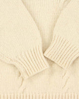 Vintage 1990s Cream Pure Wool Chunky Oversized Cable Knit Sweater - XXL