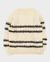Vintage 1990s Cream Pure Wool Striped Chunky Oversized Sweater - XXL