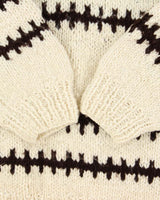 Vintage 1990s Cream Pure Wool Striped Chunky Oversized Sweater - XXL