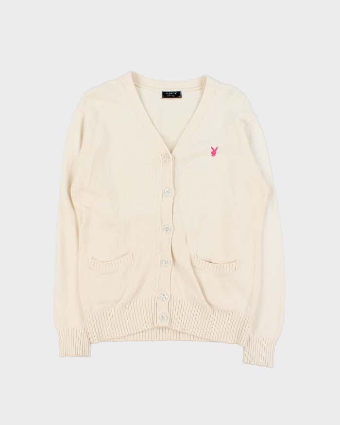 Vintage Y2K 00s Playboy Pale Pink Cotton Knit Cardigan - M