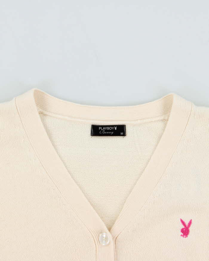 Vintage Y2K 00s Playboy Pale Pink Cotton Knit Cardigan - M