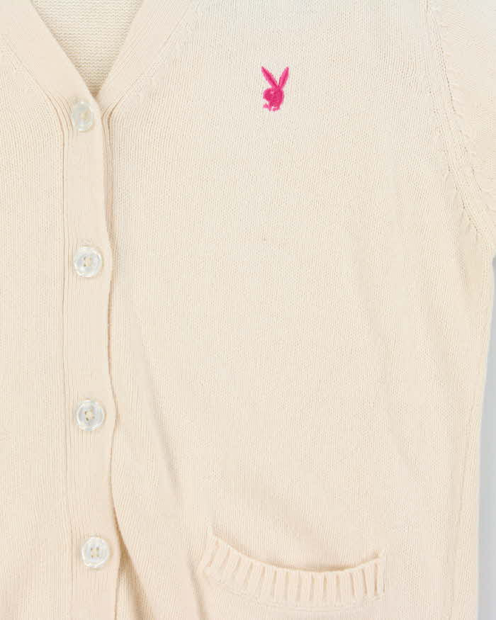 Vintage Y2K 00s Playboy Pale Pink Cotton Knit Cardigan - M