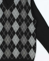 Vintage 00s Cashmere Blend V-Neck Argyle Knit Sweater - XL