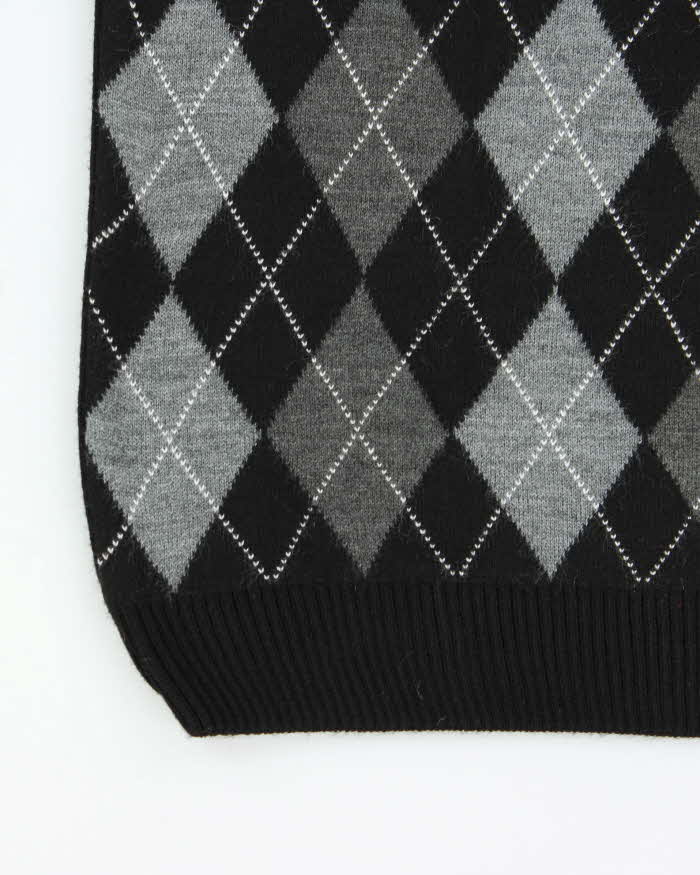 Vintage 00s Cashmere Blend V-Neck Argyle Knit Sweater - XL